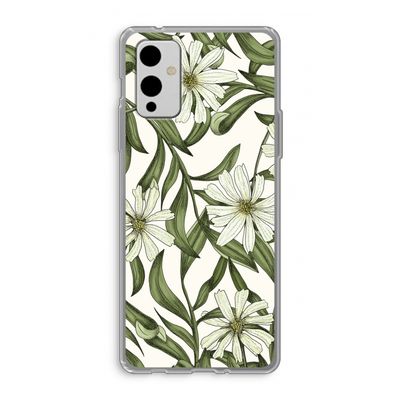 Wit bloemenpatroon: OnePlus 9 Transparant Hoesje