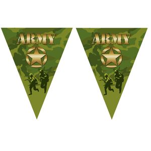 3x stuks leger camouflage army thema vlaggetjes slingers/vlaggenlijnen groen van 5 meter