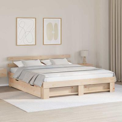 Bedframe met hoofdeinde Bruin 180 x 200 cm Massief grenenhout