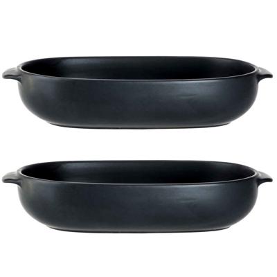Cosy & Trendy ovenschaal - 2x - zwart - 24 x 15 x 5 cm - Ovaal - Klassieke braadsledes