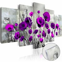 Afbeelding op acrylglas - Paarse klaprozen, Paars/Grijs,  5luik