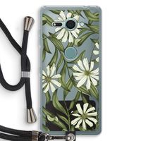 Wit bloemenpatroon: Sony Xperia XZ2 Compact Transparant Hoesje met koord