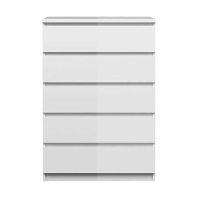 Leen Bakker - Ladekast Naia 5 Lades - Hoogglans - 111,3x76,8x50 Cm - Spaanplaat - Wit - 76.8x111.3x50 Cm