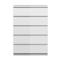 Leen Bakker - Ladekast Naia 5 Lades - Hoogglans - 111,3x76,8x50 Cm - Spaanplaat - Wit - 76.8x111.3x50 Cm