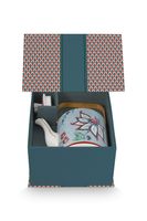 Pip Studio Oriental Flower Festival Theepot Blauw Medium - thumbnail