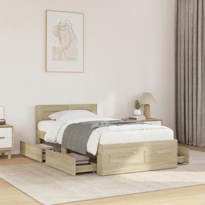 Bedframe met hoofdeinde bewerkt hout sonoma eiken 100x200 cm