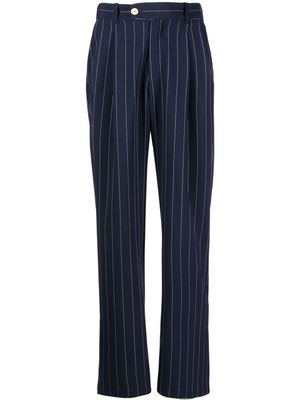 Late Checkout blazer en laine vierge à fines rayures - Bleu