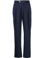 Late Checkout blazer en laine vierge à fines rayures - Bleu