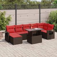8-delige Loungeset met kussens poly rattan acacia bruin