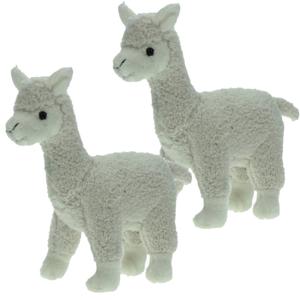 Set van 2x stuks pluche knuffel dieren witte Alpaca van 20 cm