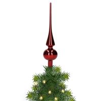 Kerstboom piek - 1x - donkerrood - 26 cm - glas - glans - kerstpiek