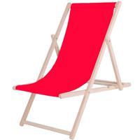 Ligbed Strandstoel Ligstoel Verstelbaar Beukenhout Handgemaakt Rood - thumbnail