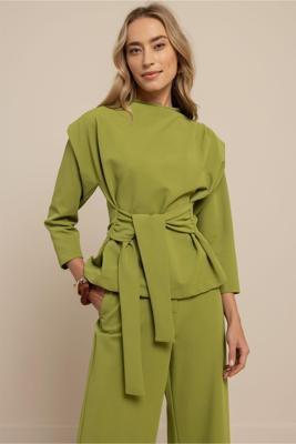 Studio Anneloes Hailey Twill Top 13475 T-shirt Lange Mouw 2900 Dark Lime