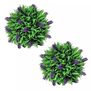 VidaXL 2-delige kunstbuxussenset bolvormig met lavendel 28 cm