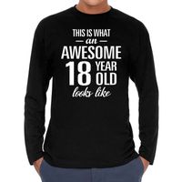 Awesome 18 year / 18 jaar cadeaushirt long sleeves zwart heren 2XL  -