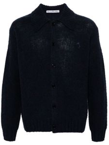 Acne Studios cardigan chiné à logo brodé - Bleu