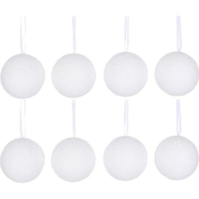 48x Sneeuwdecoratie witte sneeuwballen 4 cm