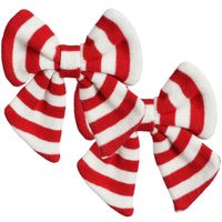 Kerst ornament strikken- 2x -rood/wit streep 14 x 14 cm - polyester