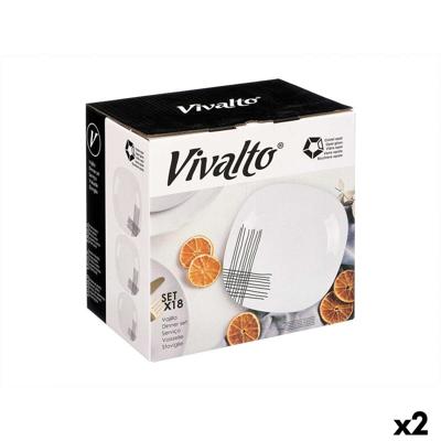 Serviesset Vivalto Wit Zwart Opaal glas Strepen 18 Onderdelen (2 Stuks)
