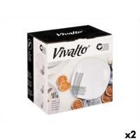 Serviesset Vivalto Wit Zwart Opaal glas Strepen 18 Onderdelen (2 Stuks)