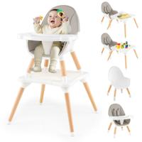 Hoge stoel voor Baby's en Peuters 6-in-1 Convertible Tafel Stoel Set met Bouwsteentafel Grijs
