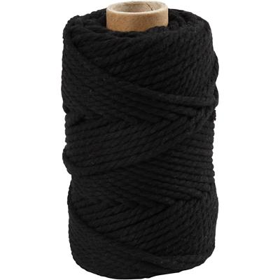 Creativ Company Macramé koord, l: 55 m, d 4 mm, zwart, 330 gr/ 1 rol