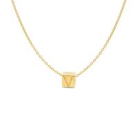 Minimalistische letter ketting cube - 14K GOUD - Goud - V