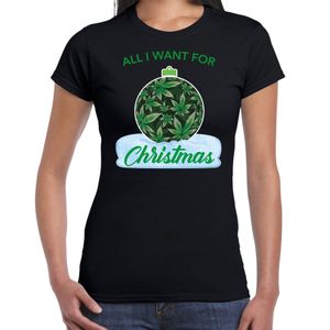 Wiet Kerstbal shirt / Kerst t-shirt All i want for Christmas zwart voor dames