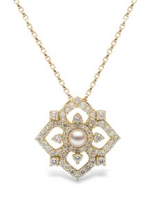 Yoko London pendentif Petal en or 18ct serti de diamants et perles