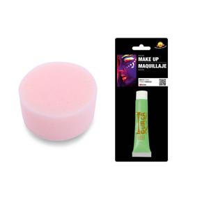 Carnaval schmink neon groen met sponsje - Glow in the Dark - 10 ml - grimeren - kind/volwassenen