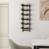Wijnrek Muur voor 6 Wijnflessen Flessenhouder Metaal Industrieel Flessenrek Opbergrek Zwart (6 Wijnflessen)