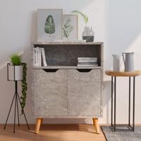 Dressoir 60x30x72 cm bewerkt hout betongrijs - thumbnail