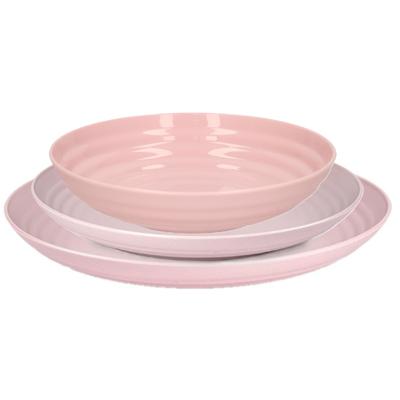 Plasticforte camping borden set - roze - kunststof - 3 soorten - 24x stuks - onbreekbaar servies