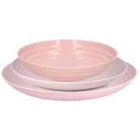 Plasticforte camping borden set - roze - kunststof - 3 soorten - 24x stuks - onbreekbaar servies