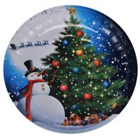 2x stuks kunststof kerst kinderbordjes/borden met sneeuwpop 26 cm