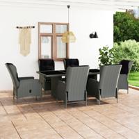 7-delige Tuinset met kussens poly rattan lichtgrijs
