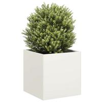 VidaXL Plantenbak 40x40x40 cm koudgewalst staal wit