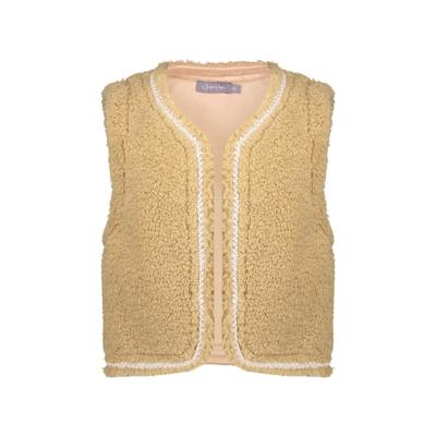 Geisha winter gilet meisjes - zand - zigzag, teddy borduursel