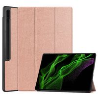 Basey Samsung Galaxy Tab S9 Ultra Hoesje Kunstleer Hoes Case Cover -Rose Goud