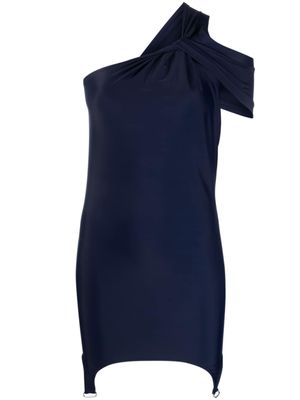 Courrèges robe courte à une épaule - Bleu