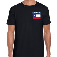 Chilie thema t-shirt - met vlag op borst - zwart - voor heren - landen shirt - supporters