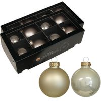 Kerstballen - 16x stuks - licht champagne - glas - 8 cm