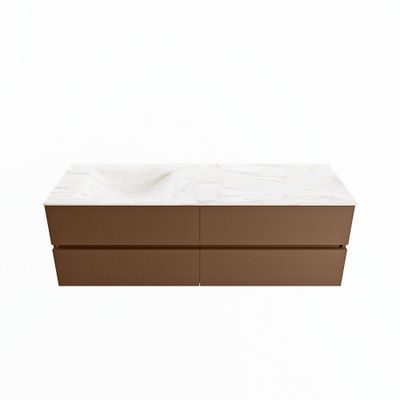 MONDIAZ VICA-DLUX 150cm badmeubel onderkast Rust 4 lades. Inbouw wastafel CLOUD links 1 kraangat, kleur Ostra.