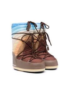 Moon Boot Kids bottines Moon à rayures - Marron