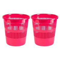 Afvalbak/vuilnisbak/kantoor prullenbak - 2x stuks - plastic - fuchsia roze - 28 cm