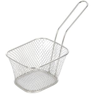 Set van 6x stuks zilver patat/snack serveermandjes/frituurmandjes 14 cm