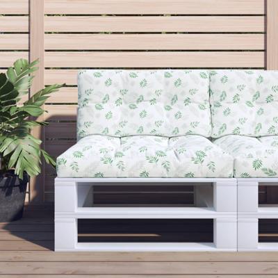VidaXL Palletkussens 2 st stof bladpatroon