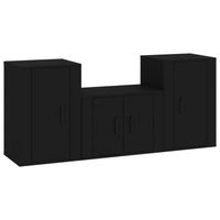 The Living Store Klassieke Televisiekastenset - Zwart - 1x 57x34.5x40cm - 2x 40x34.5x60cm