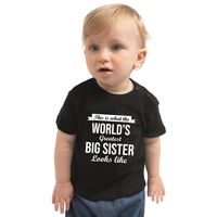 Worlds greatest big sister/ de beste grote zus cadeau t-shirt zwart peuters / meisjes 98 (13-36 maanden)  -