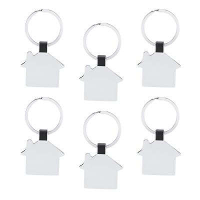 Sleutelhanger met klein huisje - 6x - zilver - metaal - 3.5 x 3 cm - eigen huis/nieuw huis